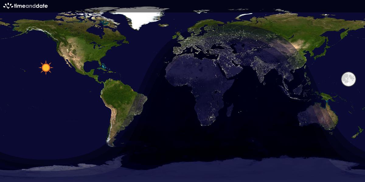 Verdenskart som viser dag og natt 