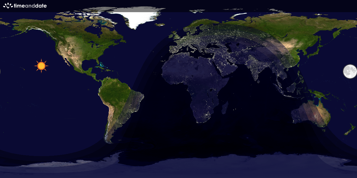 Verdenskart som viser dag og natt 