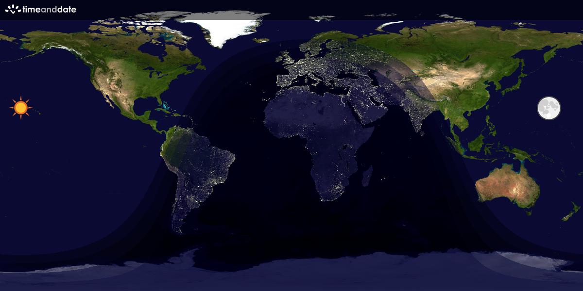 Verdenskart som viser dag og natt 