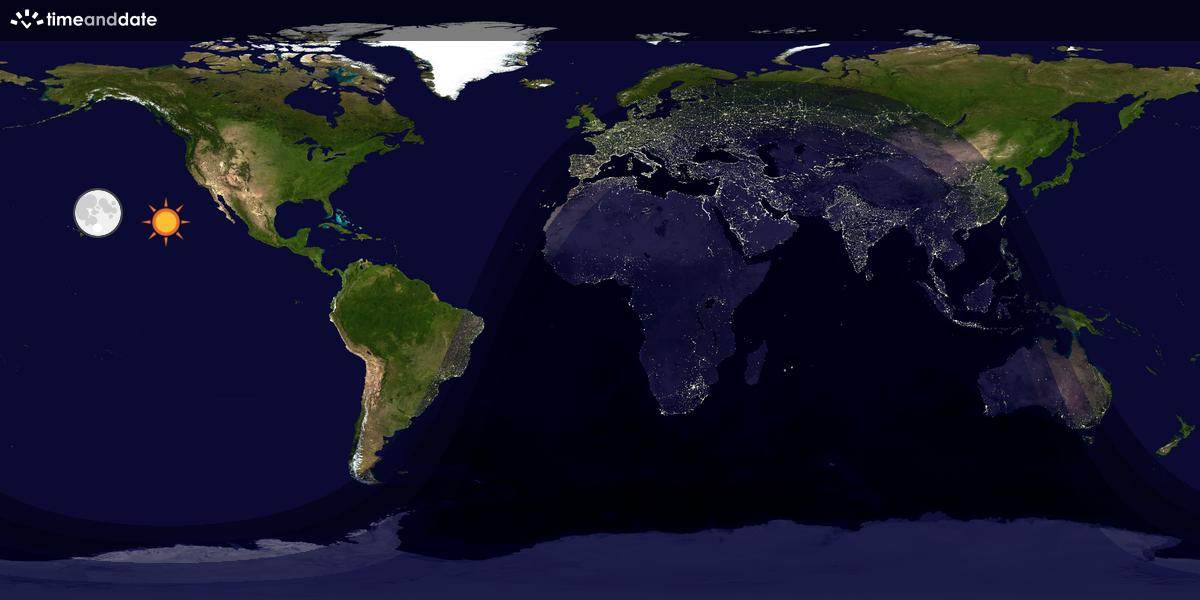 Verdenskart som viser dag og natt 