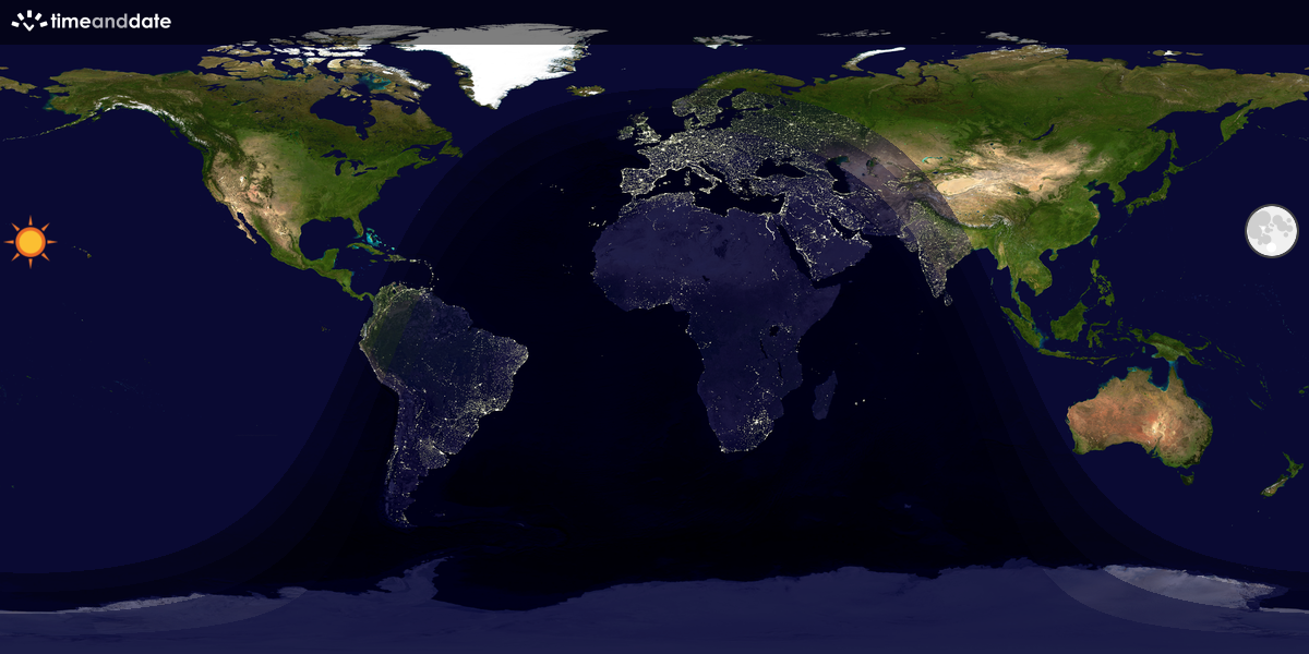 Verdenskart som viser dag og natt 