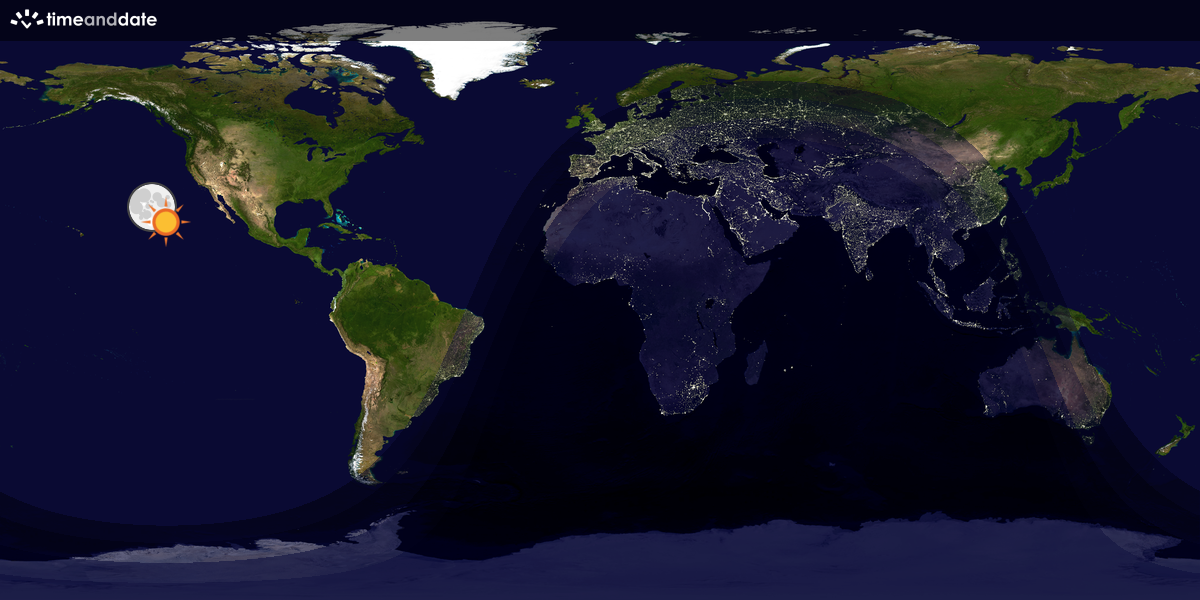Verdenskart som viser dag og natt 