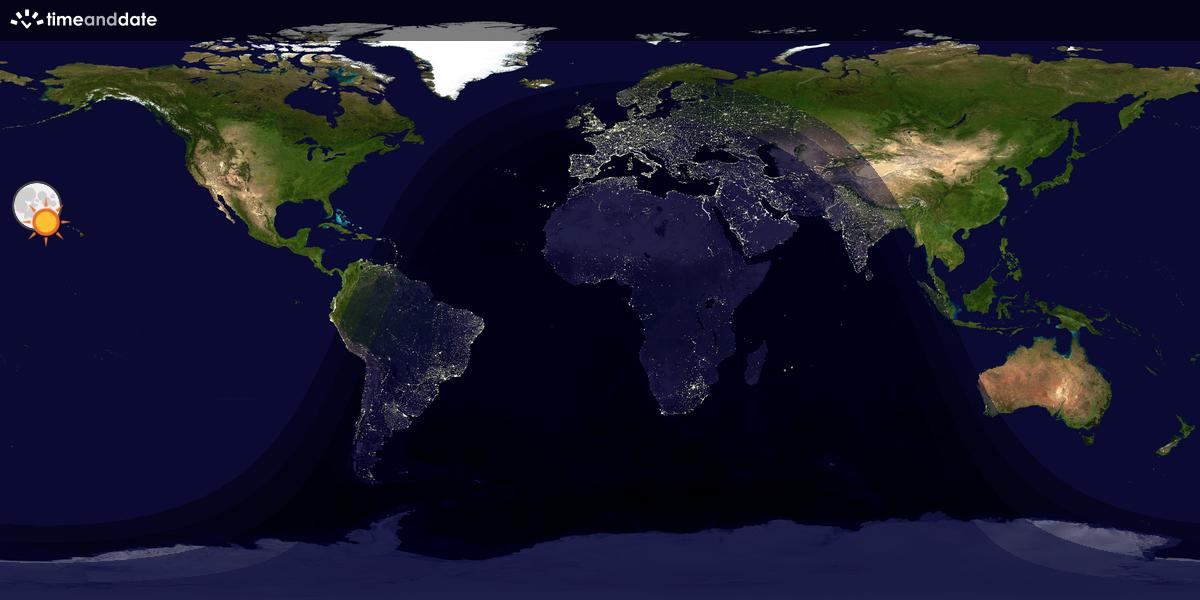 Verdenskart som viser dag og natt 
