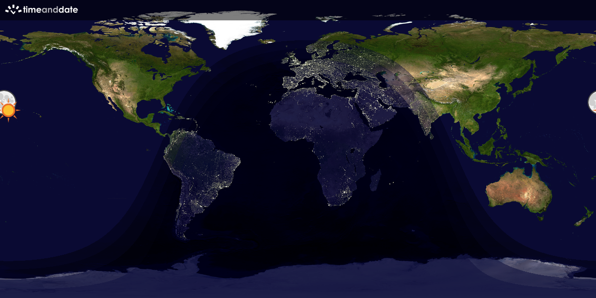 Verdenskart som viser dag og natt 