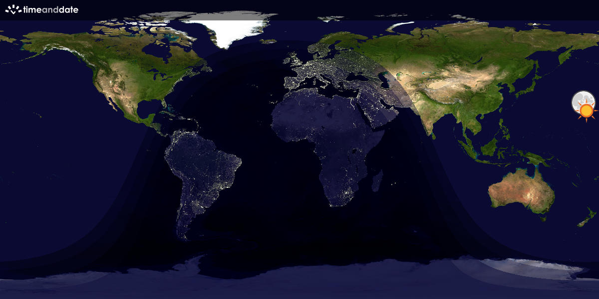 Verdenskart som viser dag og natt 