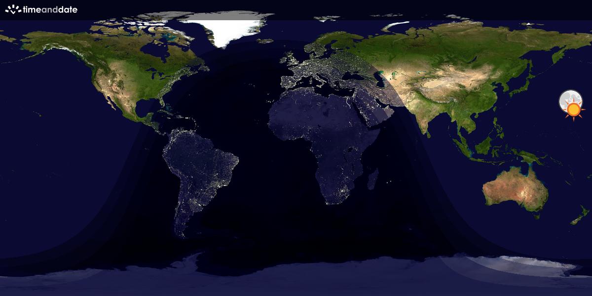 Verdenskart som viser dag og natt 