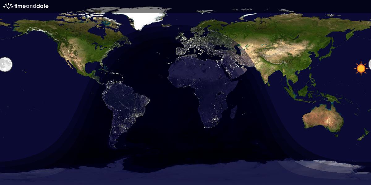 Verdenskart som viser dag og natt 