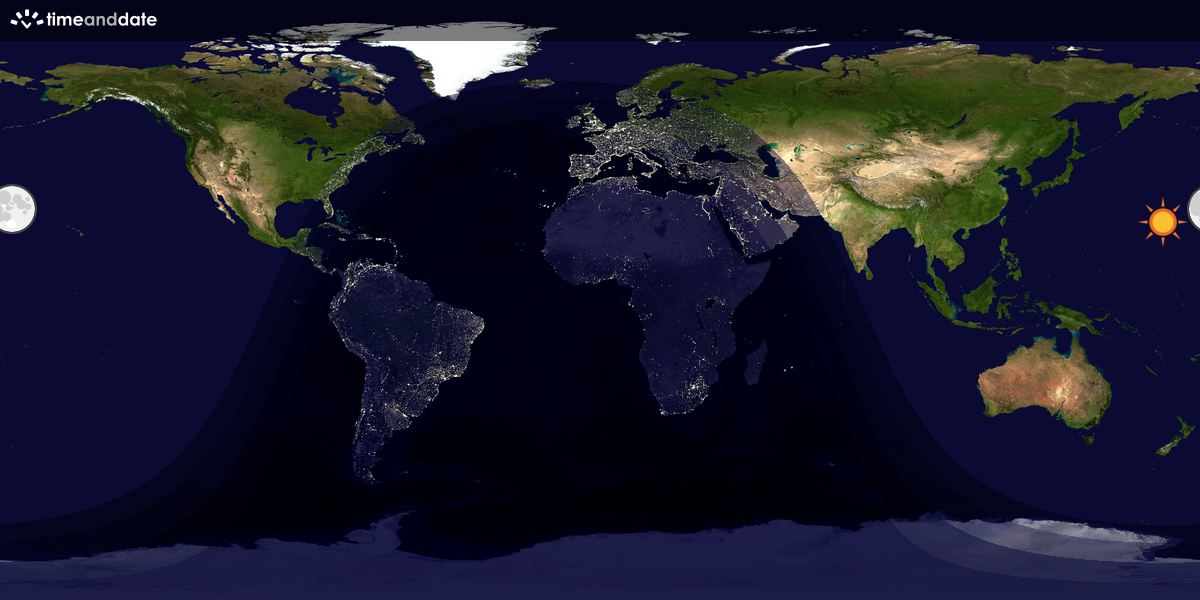 Verdenskart som viser dag og natt 