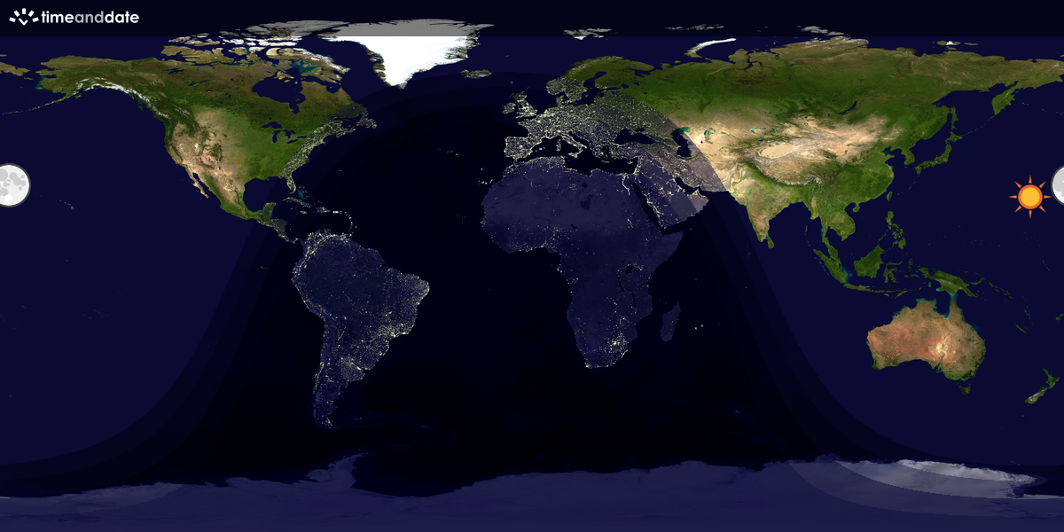 Verdenskart som viser dag og natt 