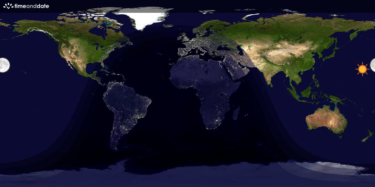 Verdenskart som viser dag og natt 