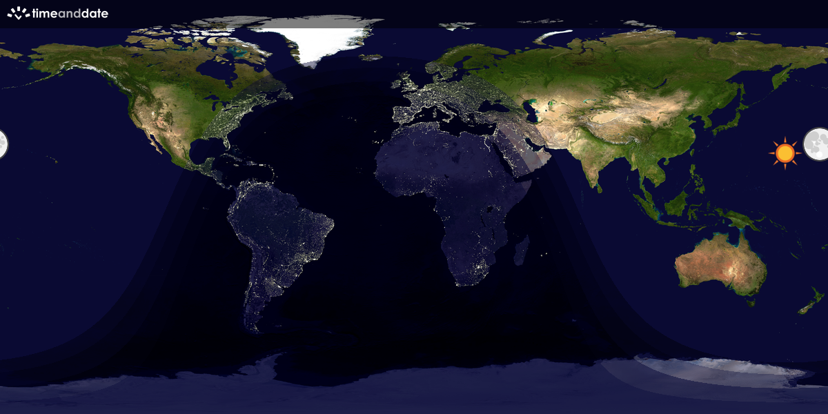 Verdenskart som viser dag og natt 