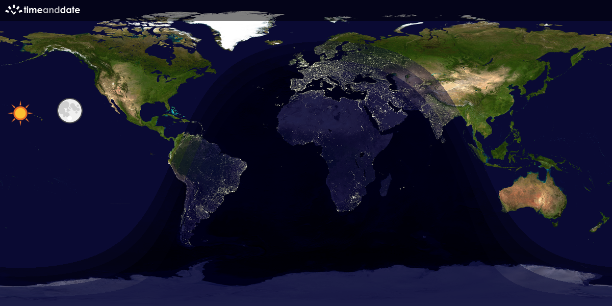 Verdenskart som viser dag og natt 