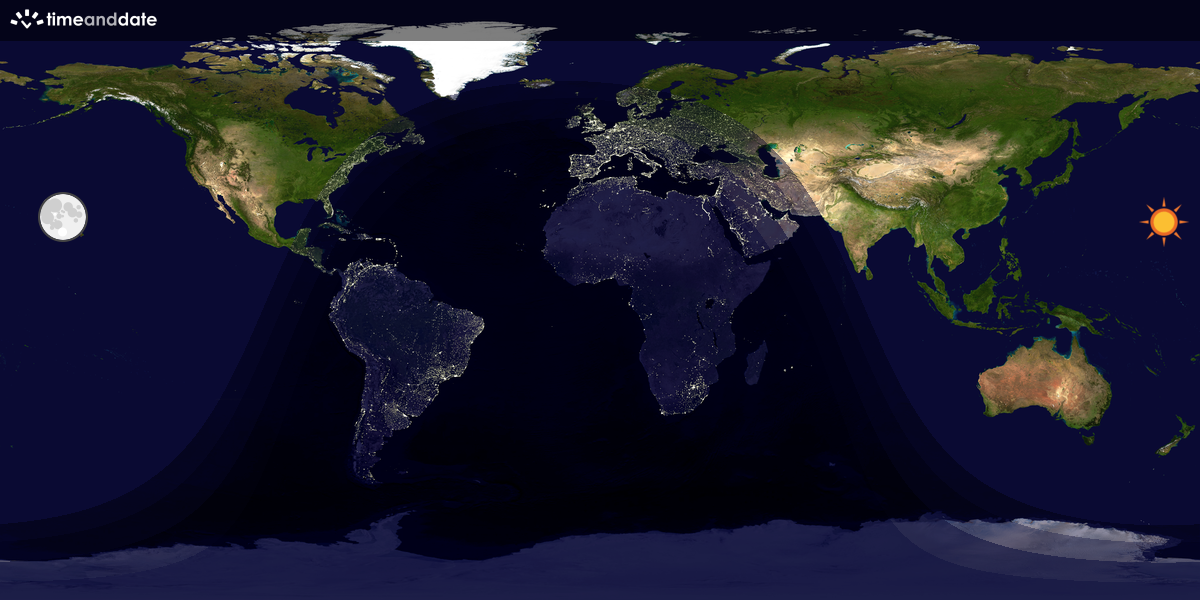 Verdenskart som viser dag og natt 