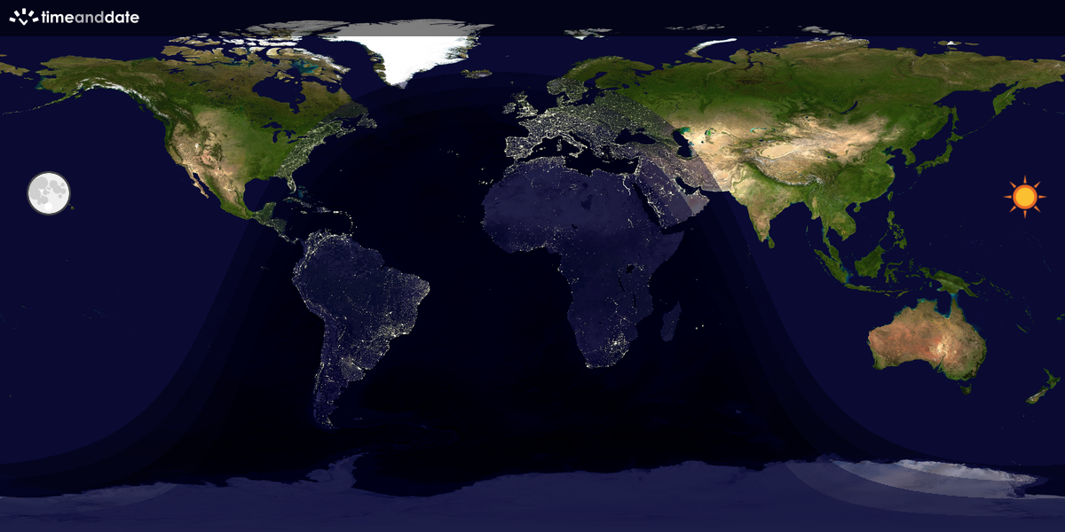 Verdenskart som viser dag og natt 