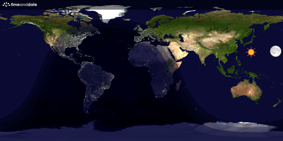 Verdenskart som viser dag og natt 