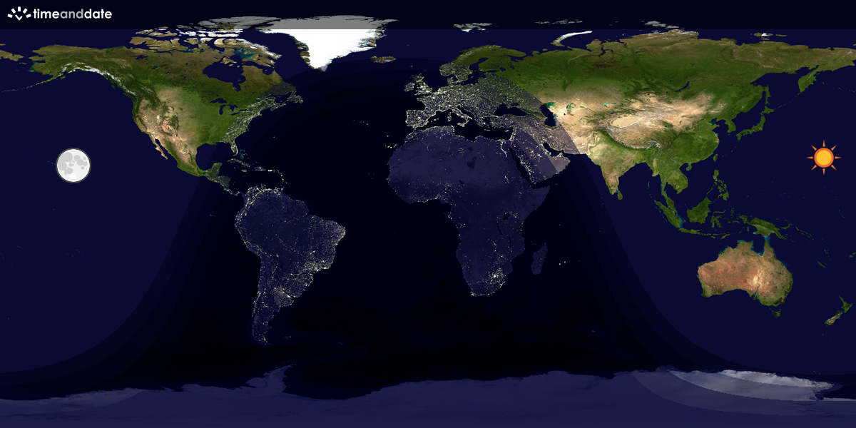 Verdenskart som viser dag og natt 