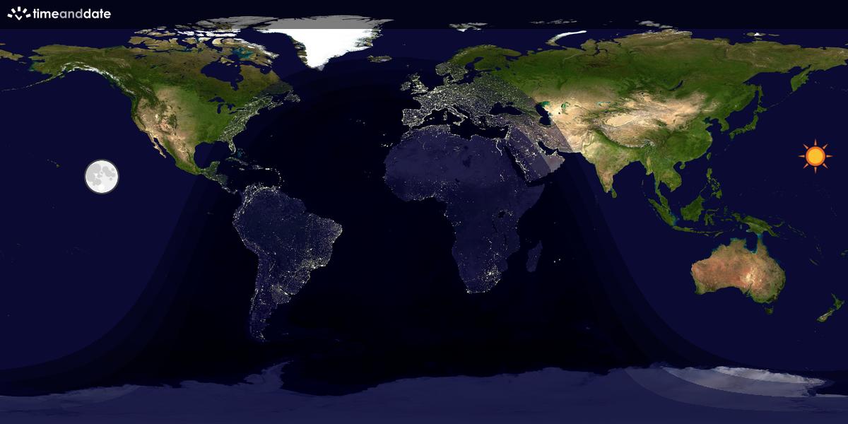 Verdenskart som viser dag og natt 