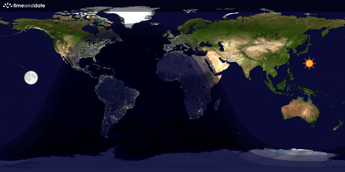 Verdenskart som viser dag og natt 