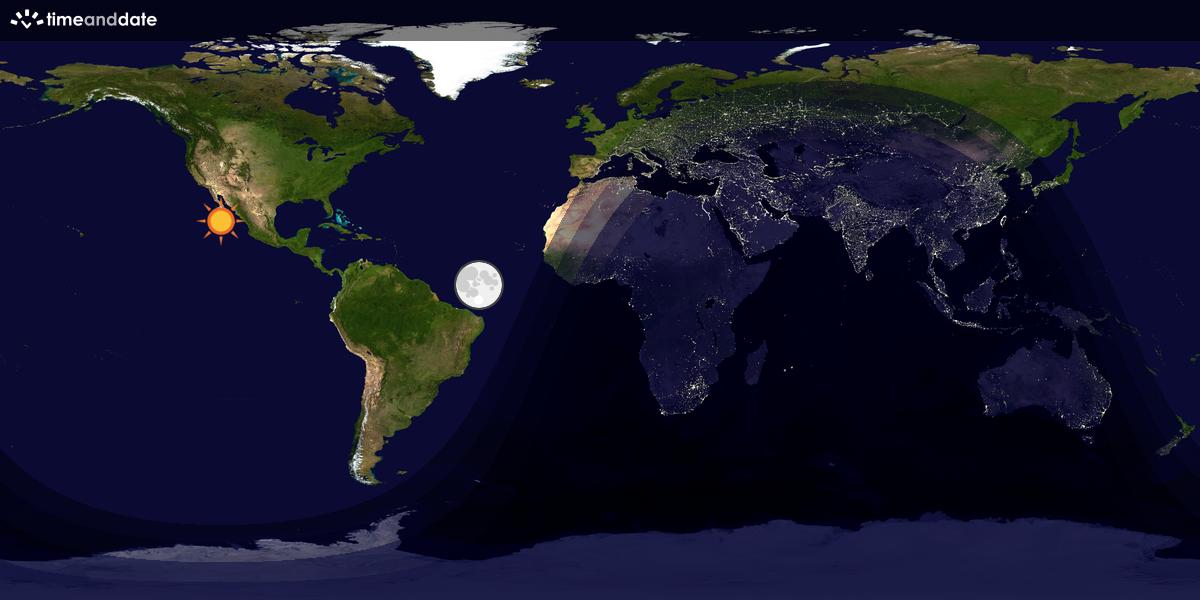 Verdenskart som viser dag og natt 