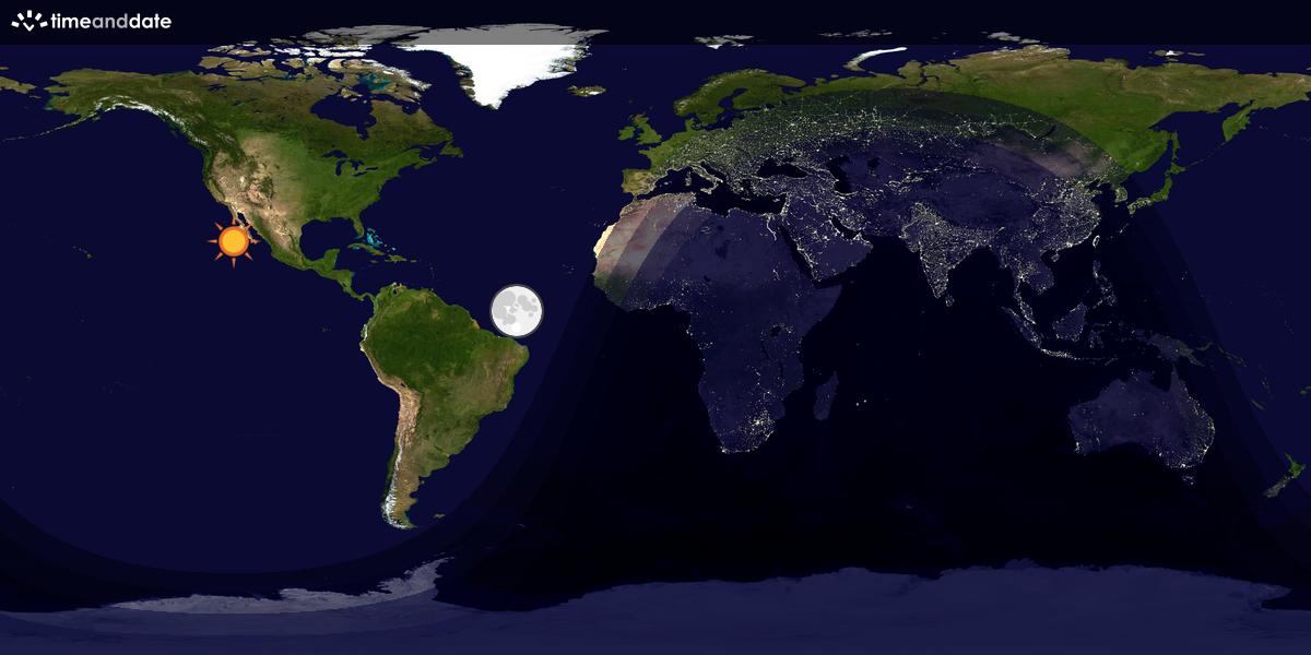 Verdenskart som viser dag og natt 