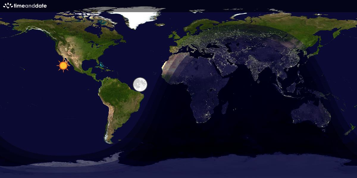 Verdenskart som viser dag og natt 