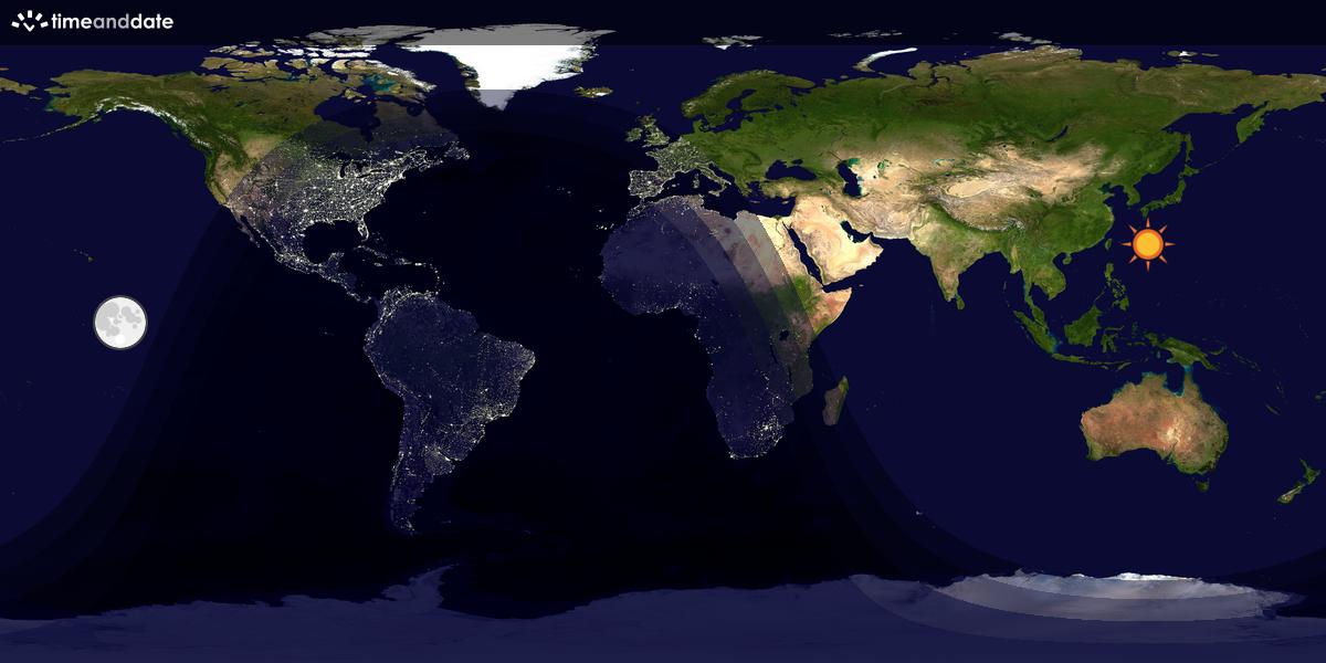 Verdenskart som viser dag og natt 