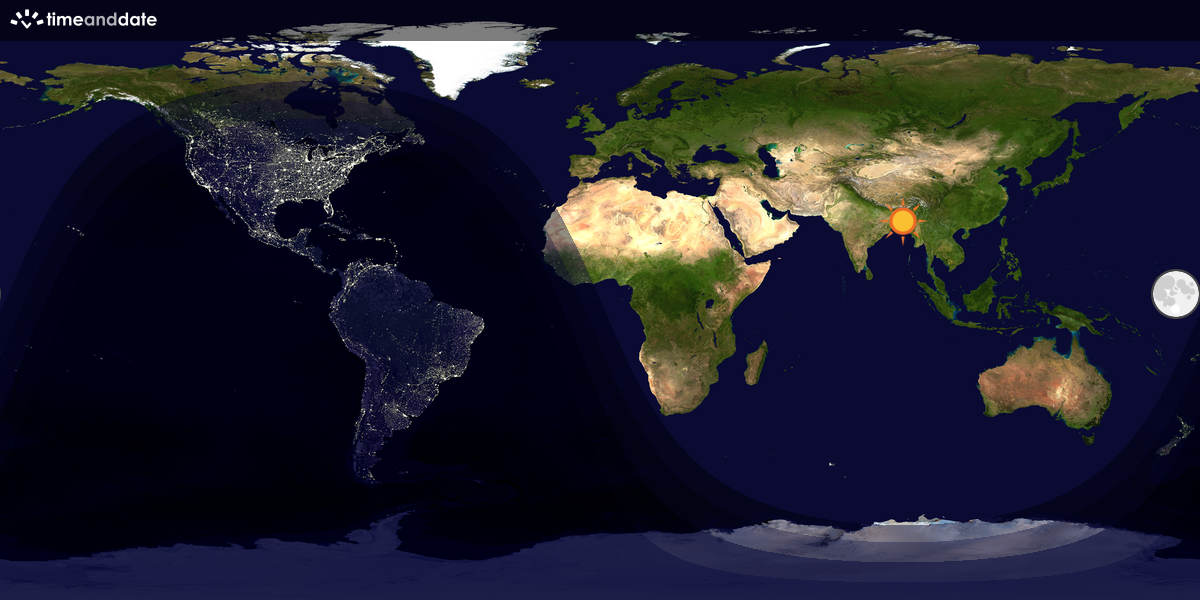 Verdenskart som viser dag og natt 