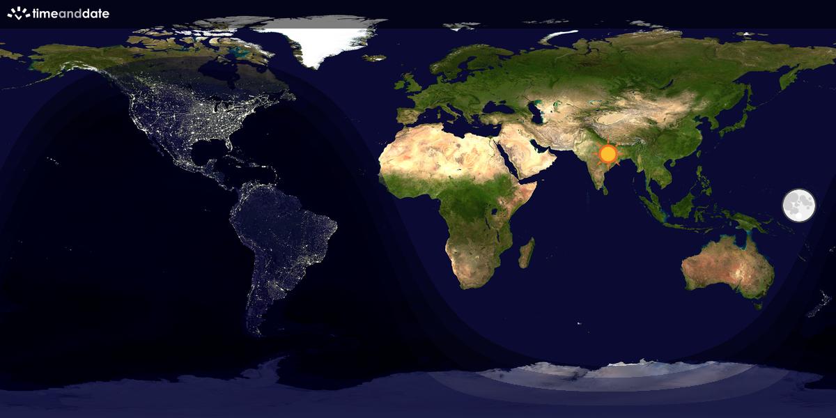 Verdenskart som viser dag og natt 