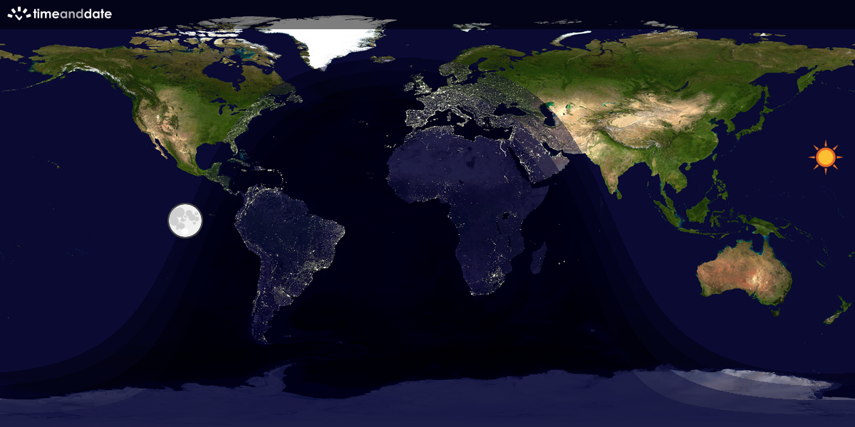 Verdenskart som viser dag og natt 
