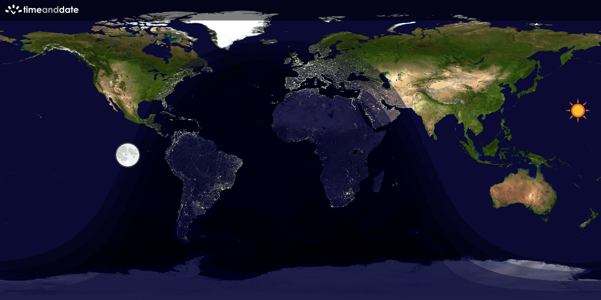 Verdenskart som viser dag og natt 