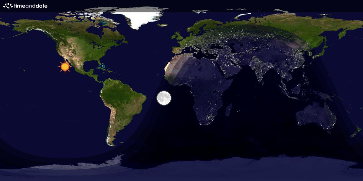 Verdenskart som viser dag og natt 