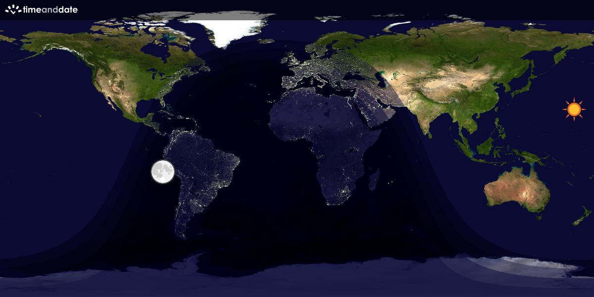 Verdenskart som viser dag og natt 