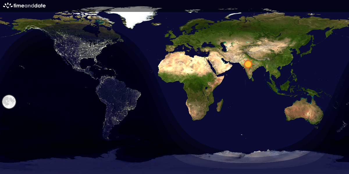 Verdenskart som viser dag og natt 