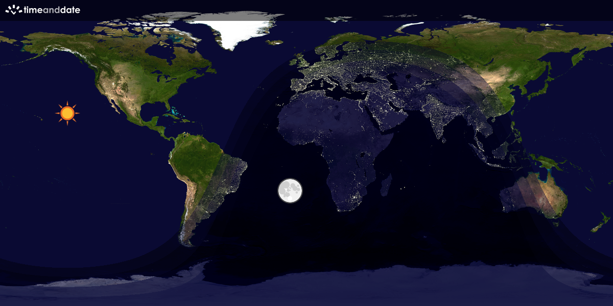 Verdenskart som viser dag og natt 