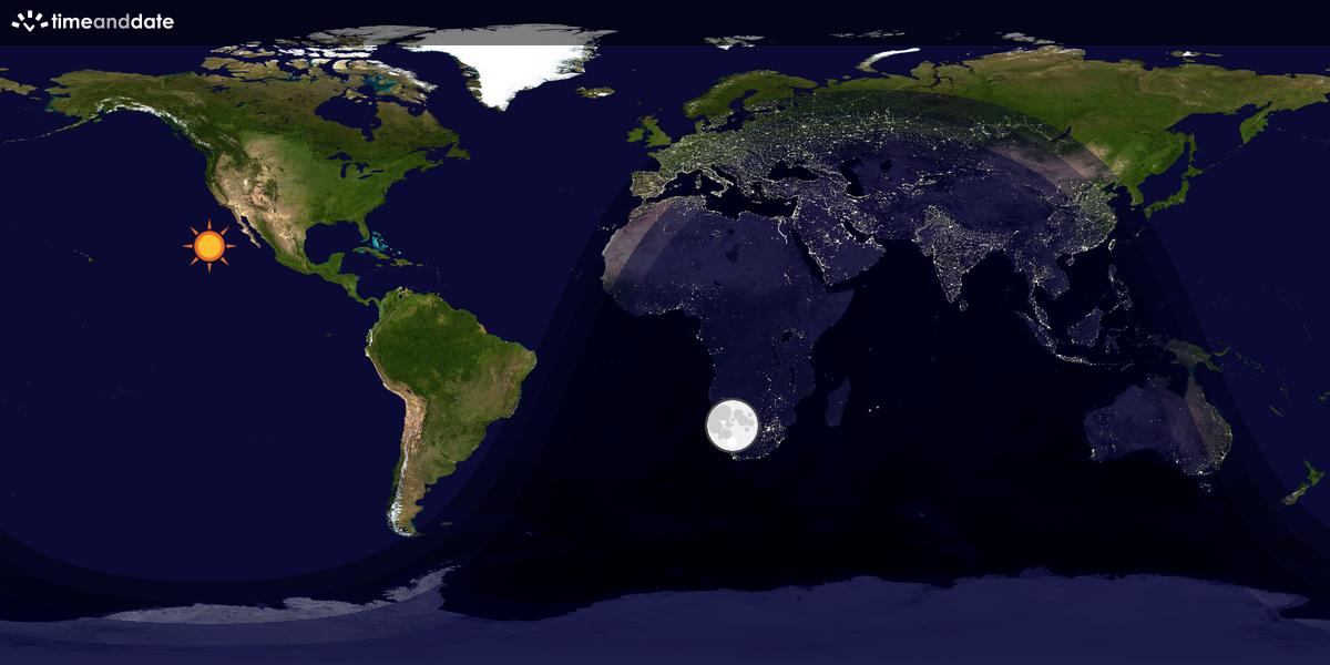 Verdenskart som viser dag og natt 