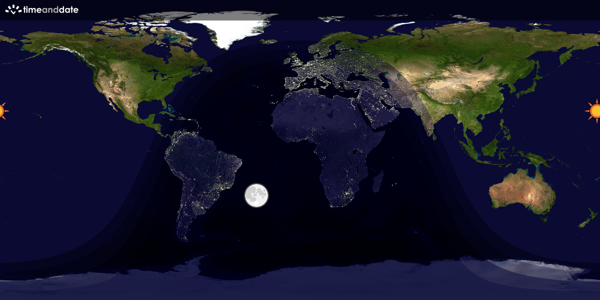 Verdenskart som viser dag og natt 