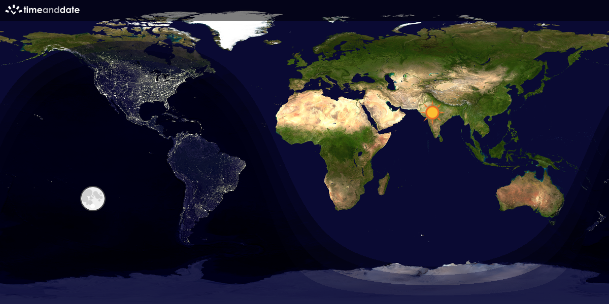 Verdenskart som viser dag og natt 