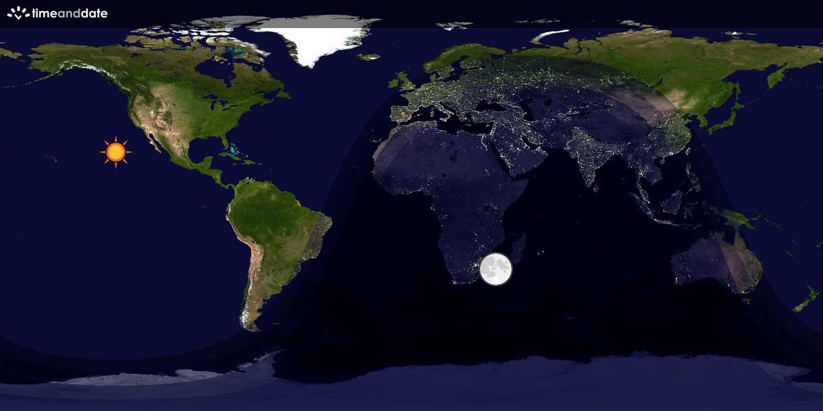 Verdenskart som viser dag og natt 