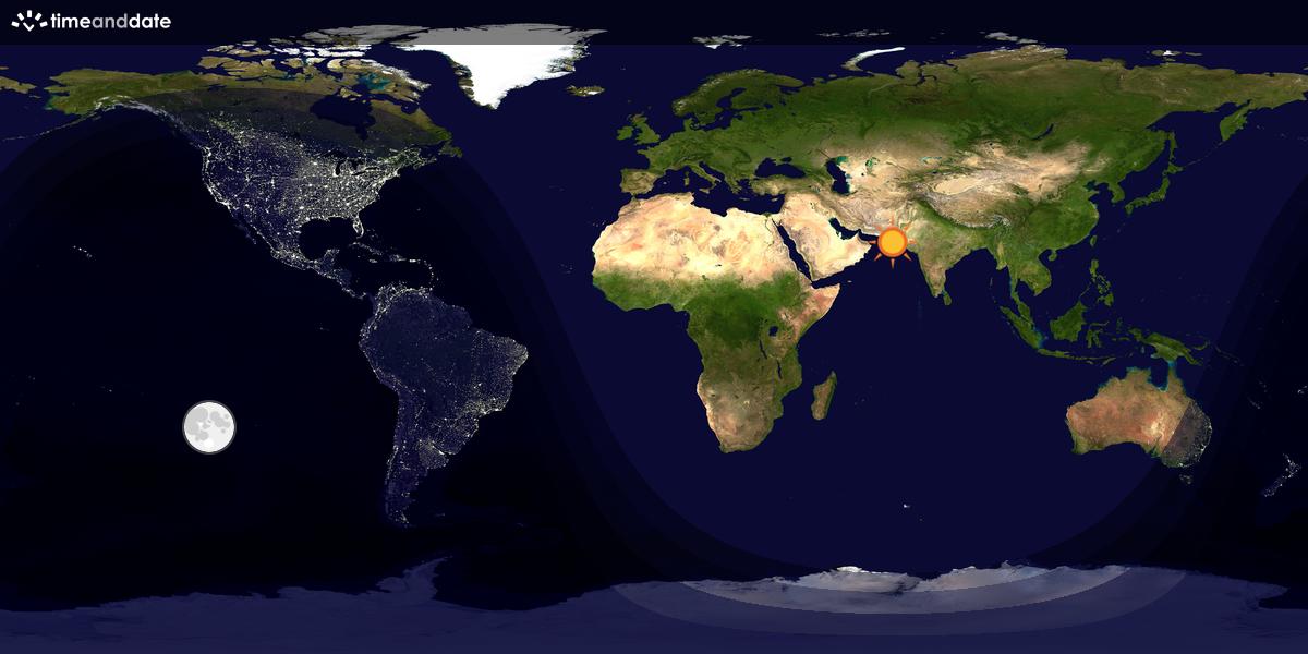 Verdenskart som viser dag og natt 