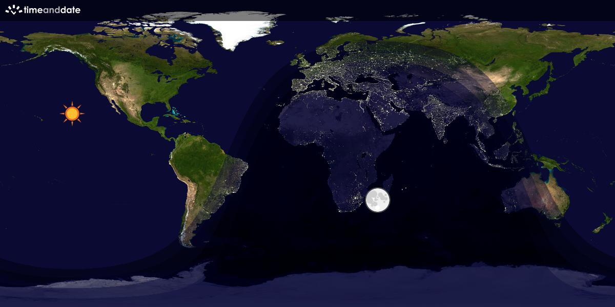 Verdenskart som viser dag og natt 