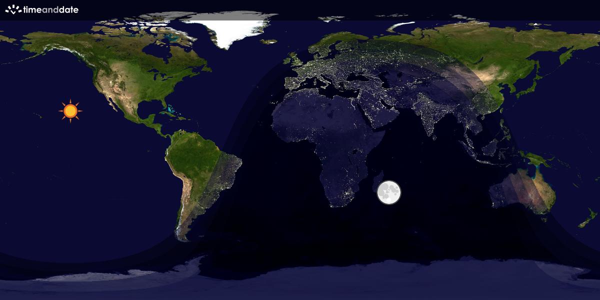 Verdenskart som viser dag og natt 