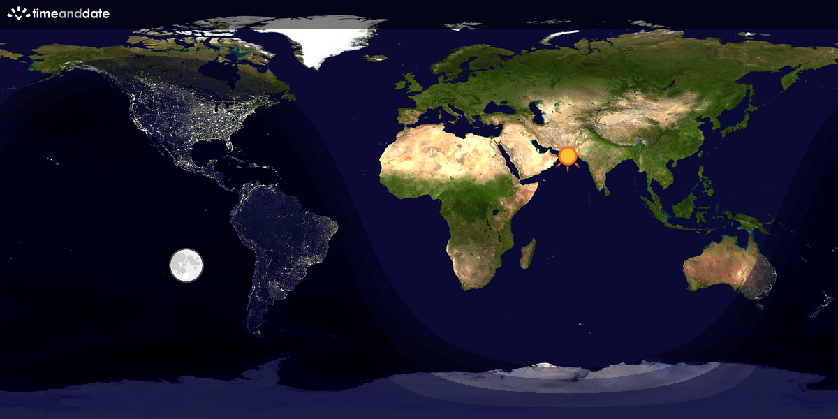 Verdenskart som viser dag og natt 