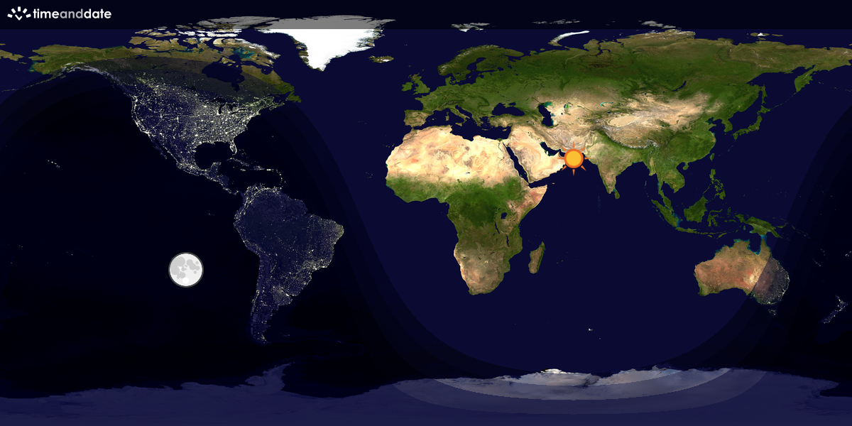 Verdenskart som viser dag og natt 