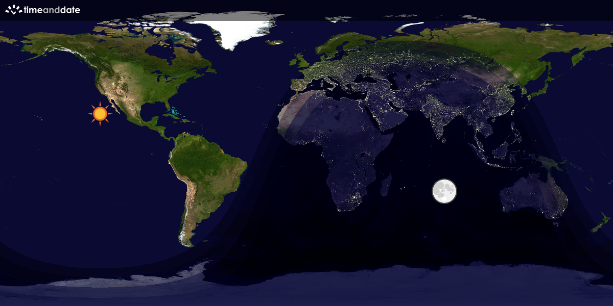 Verdenskart som viser dag og natt 