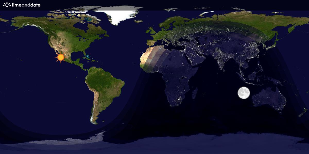 Verdenskart som viser dag og natt 