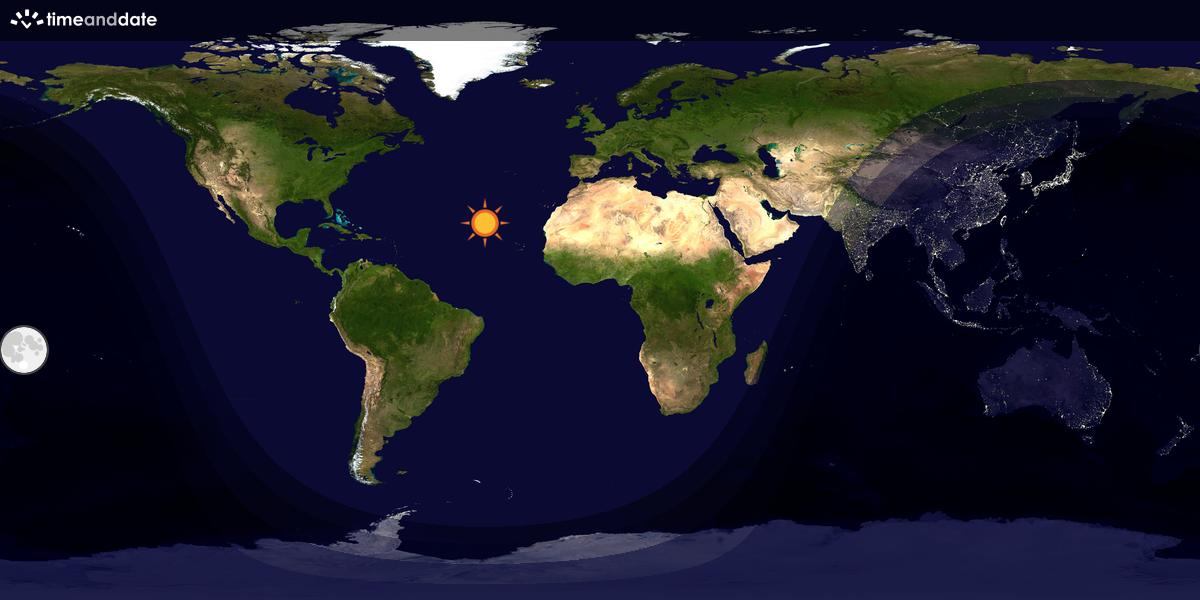 Verdenskart som viser dag og natt 