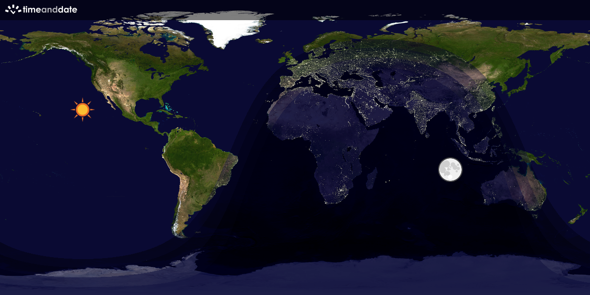 Verdenskart som viser dag og natt 