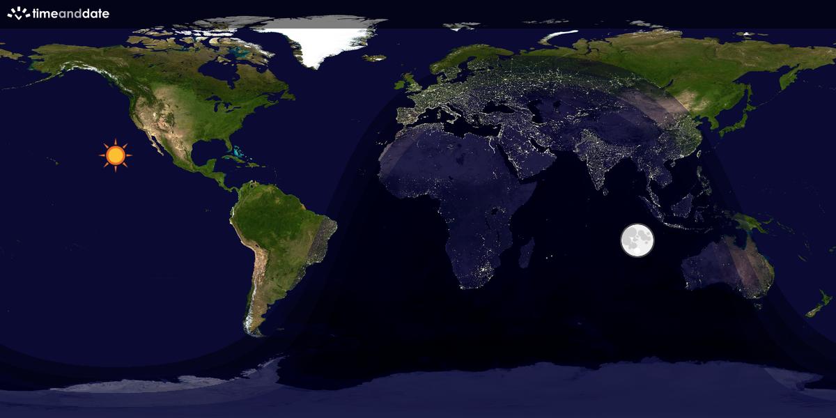 Verdenskart som viser dag og natt 