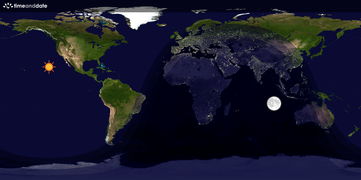 Verdenskart som viser dag og natt 