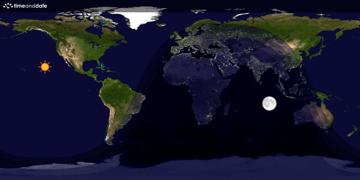 Verdenskart som viser dag og natt 